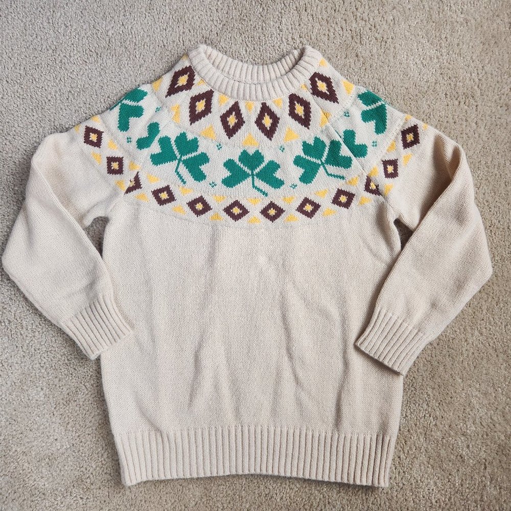 New Shamrock Clover Fair Isle Sweater - Picture 1 of 8